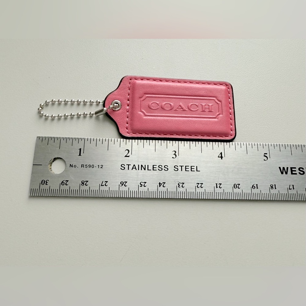 🎉Coach Pink Leather Purse Fob Hang Tag Charm - Picture 3 of 7
